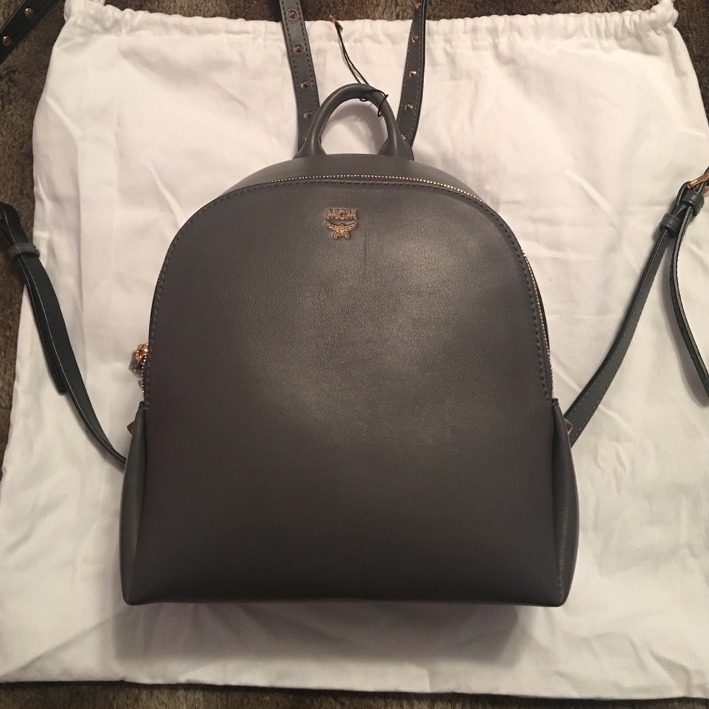MCM Mono Gray Mini Duchess Polke Studs Backpack